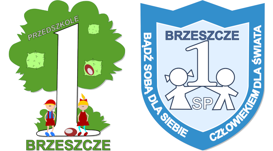 Logo Przedszkola nr 1 Pod Kasztanami i Szkoły Podstawowej nr 1 z Oddziałami Integracyjnymi w Brzeszczach